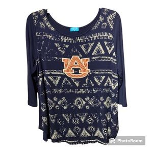 P. Michael Auburn 3/4 Sleeve Shirt with‎ Rhinestone Sparkle. Size Small